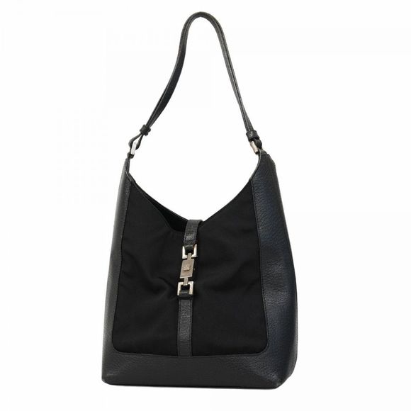 Gucci Jackie 001 3876 Handbag Black Nylon with Silver Hardware Pre-Owned Women's - Picture 1 of 16